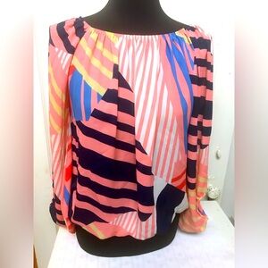 Emma Rose Casual Long Sleeve Multi Colored Blouse Size Small